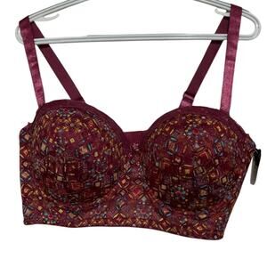 Black Fuchsia by Secret Lace Women's Underwire Push-Up Geometric Bra Size 44C